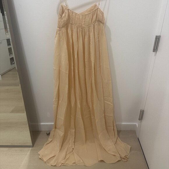 Ruched Chiffon Dress, SAME, Gold - Picture 3 of 3